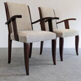 Pair of modernist mahogany bridge chairs from the 40s/50s