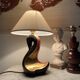 Lampe bois, câble neuf soie, abat-jour neuf