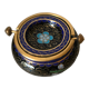 Ashtray burns incense in bronze enamelled floral decoration forget-me-not tones blue and black