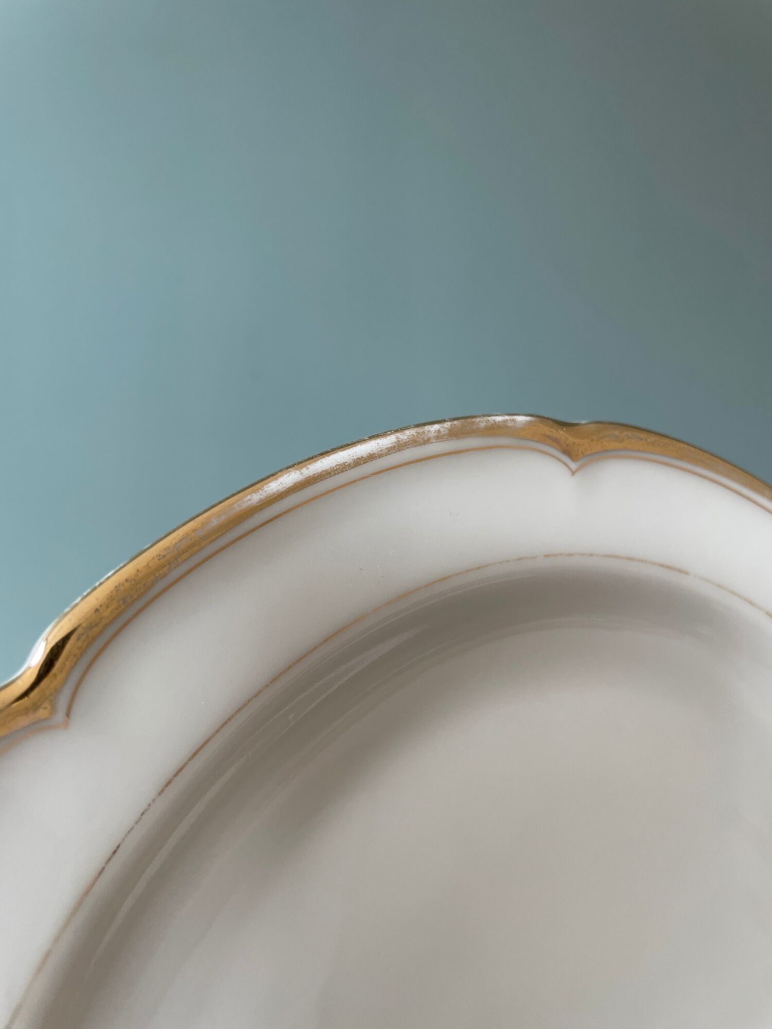 Series of 10 antique flat plates in Limoges porcelain