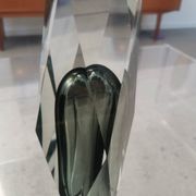 Murano Faceted Glass Vase with Grey Inner Core – Italy, 20 cm