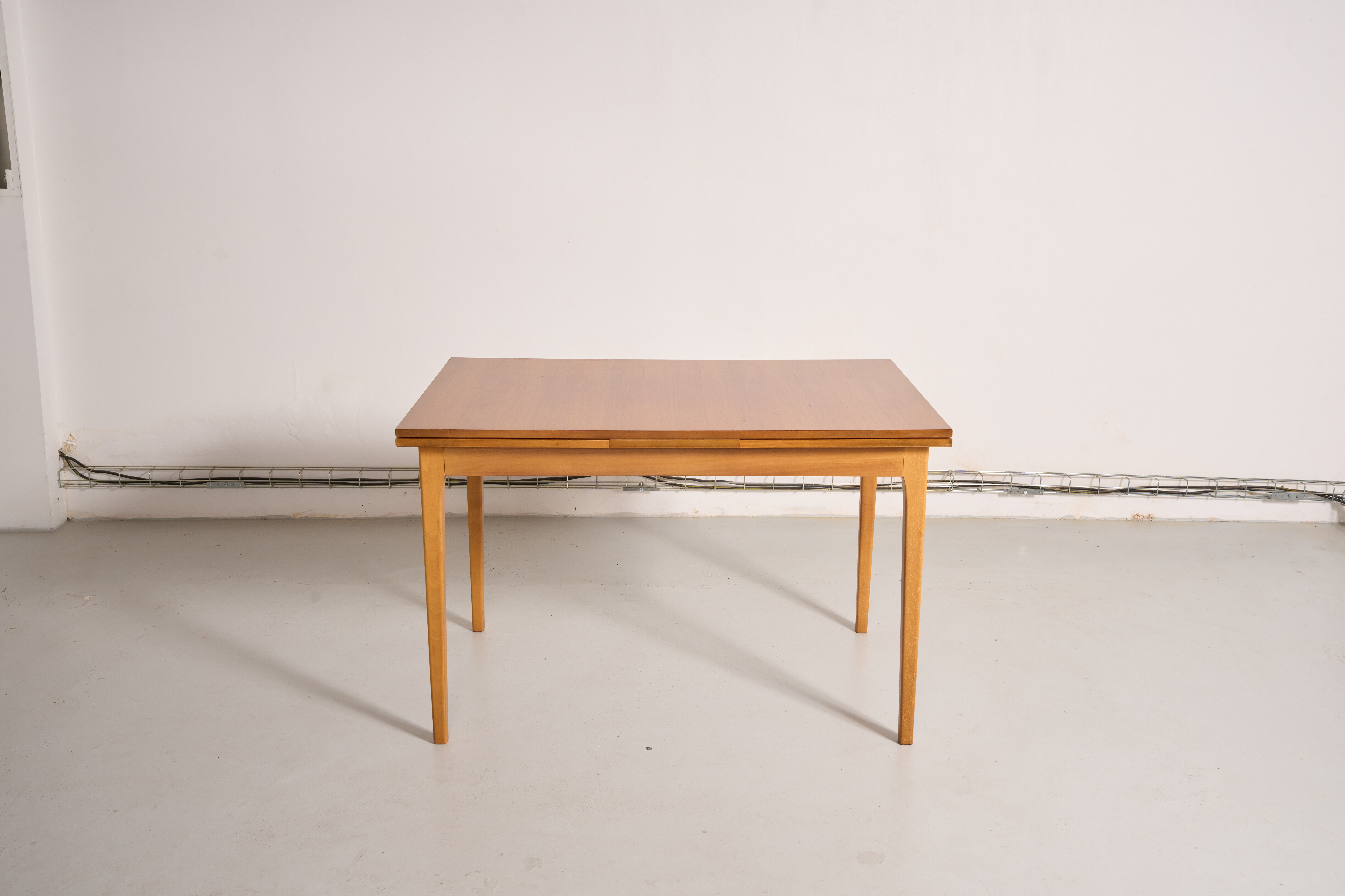 Vintage Scandinavian style dining table, side extensions