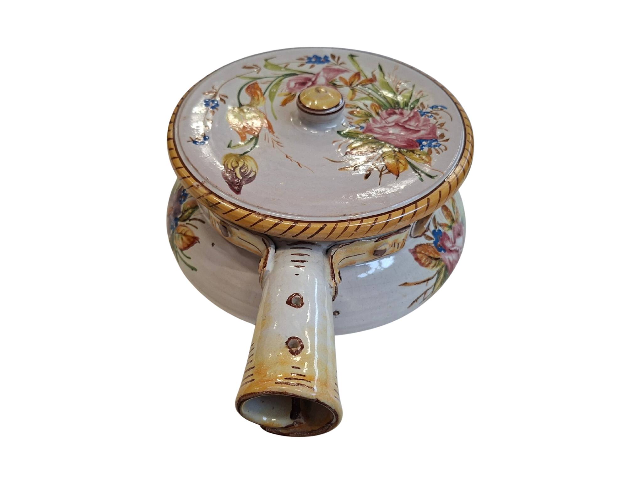 Scaldino in Ceramica Dipinto a Mano – Stile Deruta – Vintage da Collezione