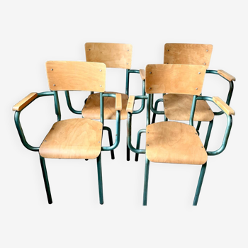 Set of 4 school teacher armchairs