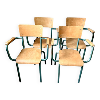 Set of 4 school teacher armchairs