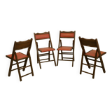 Set of 4 art deco folding chairs in cedar wood from the 1950s,
