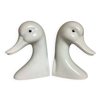 Paire de serre livres oies blanches oiseaux canards