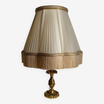 Brass foot lamp / silk lampshade