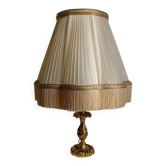 Brass foot lamp / silk lampshade