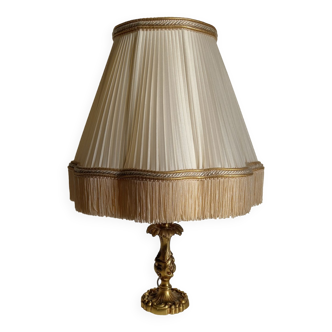 Brass foot lamp / silk lampshade