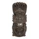 Ancient Indian carved wooden mask sculpture of a deity with a cobra.