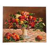 Still life with fruits and flowers – oil painting on canvas from the 20th century, a caress for the eyes.
