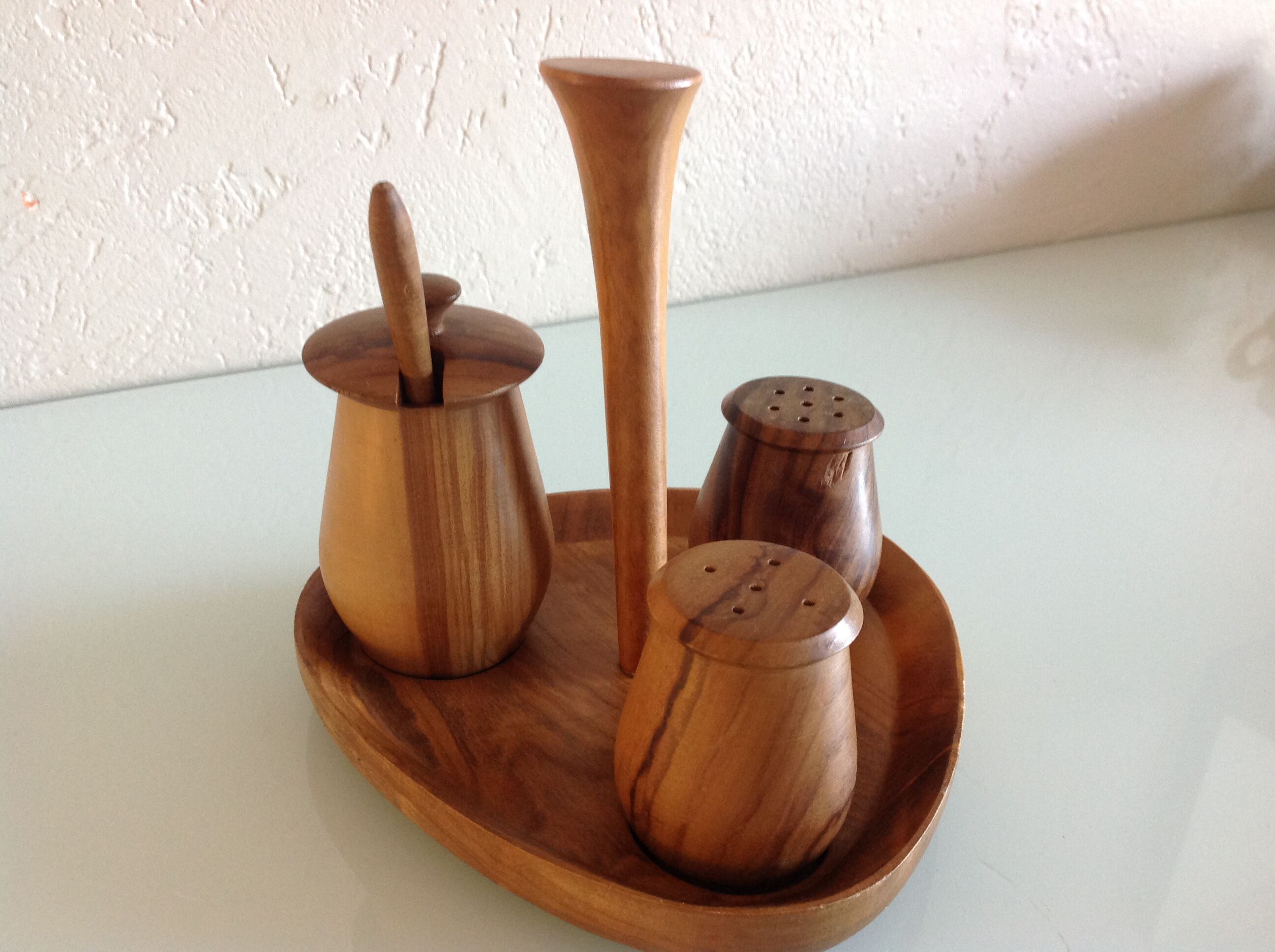 Scandinavian style wooden condiment set 60/70
