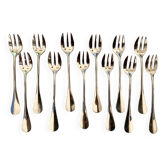 12 Superb Ercuis Silver Metal Oyster Forks