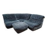 Modular corner sofa, armchairs and vintage Steiner pouf - 80s