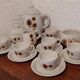 Glazed stoneware coffee set decorated with thistles Sarreguemines