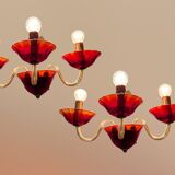 Vintage Italian Ruby Red Murano Glass Sconces from Made Murano Glass, Set of 2