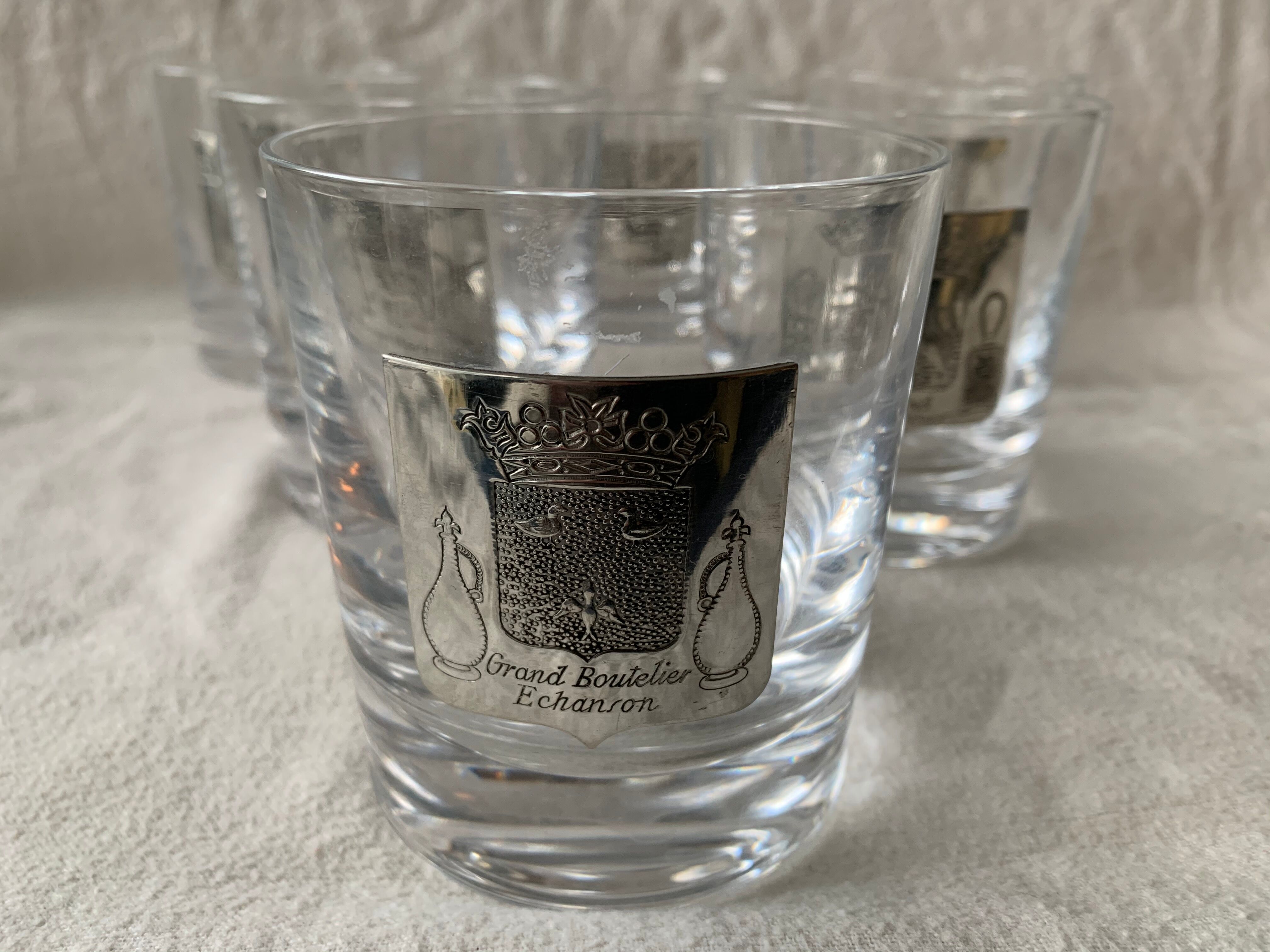 6 crystal whiskey glasses from Sèvres Prévost, Captain, Marshal, Boutelier, Fauconnier and Veneur