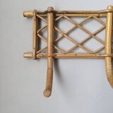 Vintage rattan wicker bamboo coat rack bohemian country decor