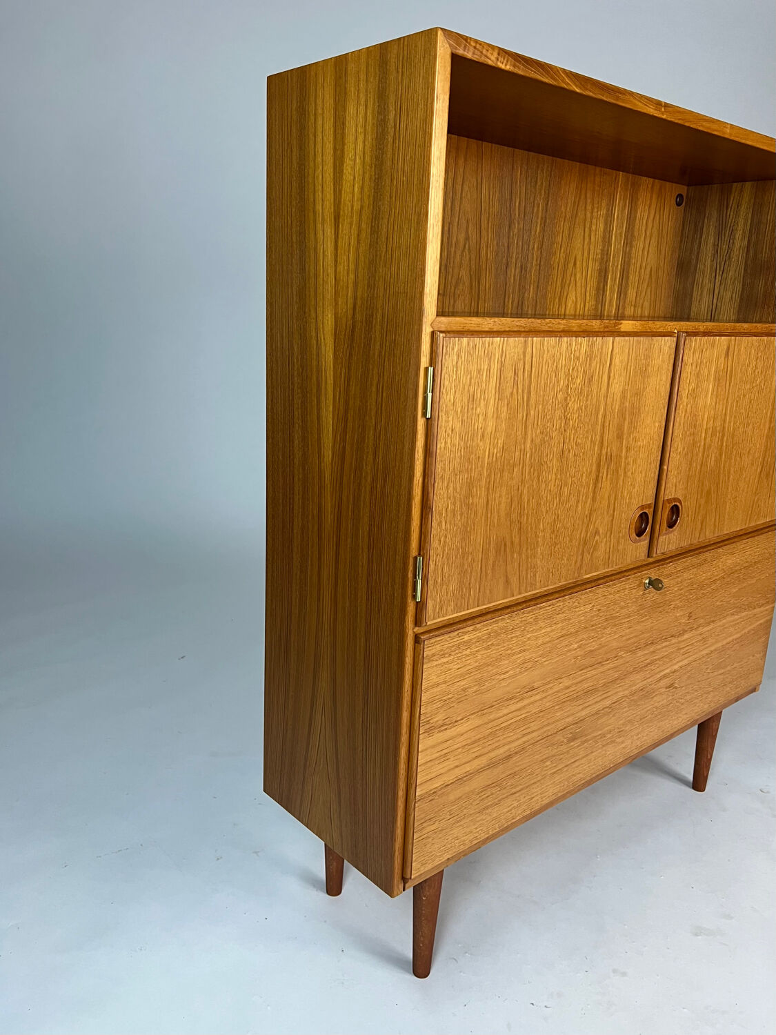 Vintage teak highboard cabinet shelf 70s Danish design