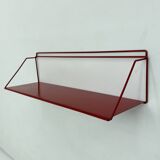 Vintage red metal wall unit book shelf , 1970s