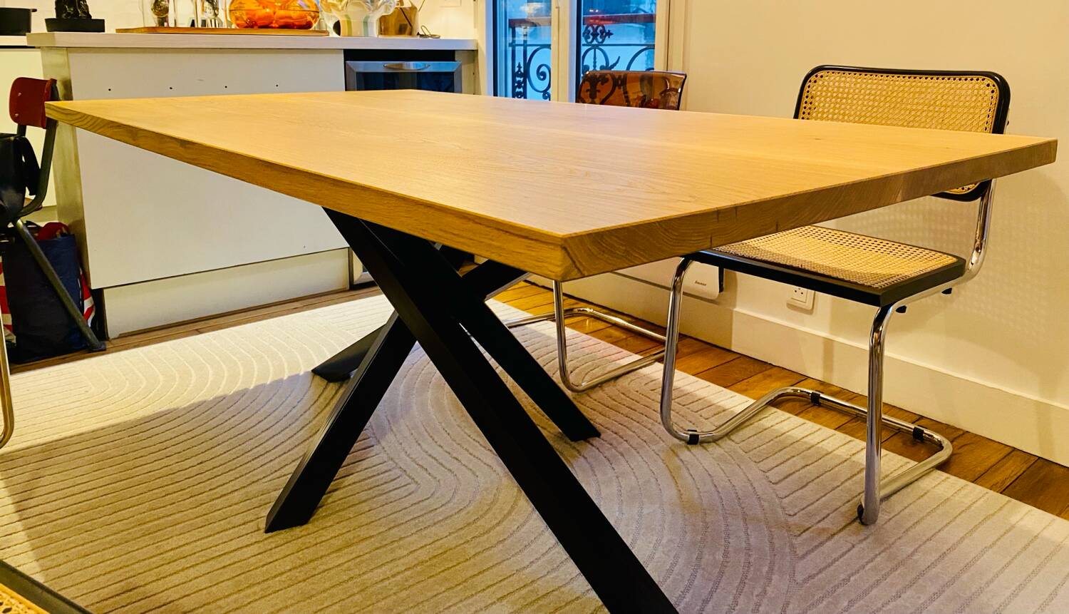 Magnificent oak table (solid/solid) 180x100 custom-made mikado legs