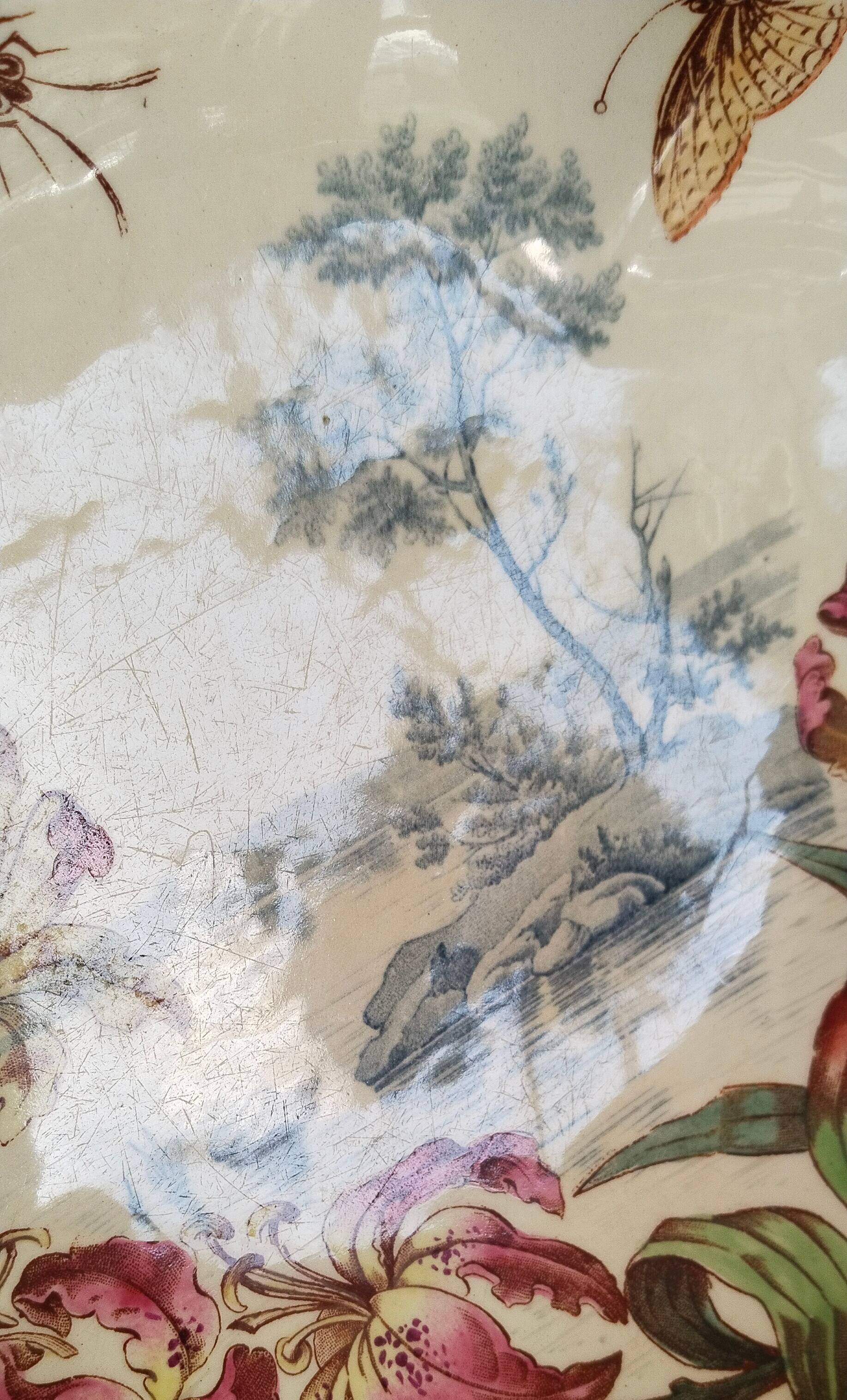 Fruit bowl with polychrome design in Lunéville earthenware