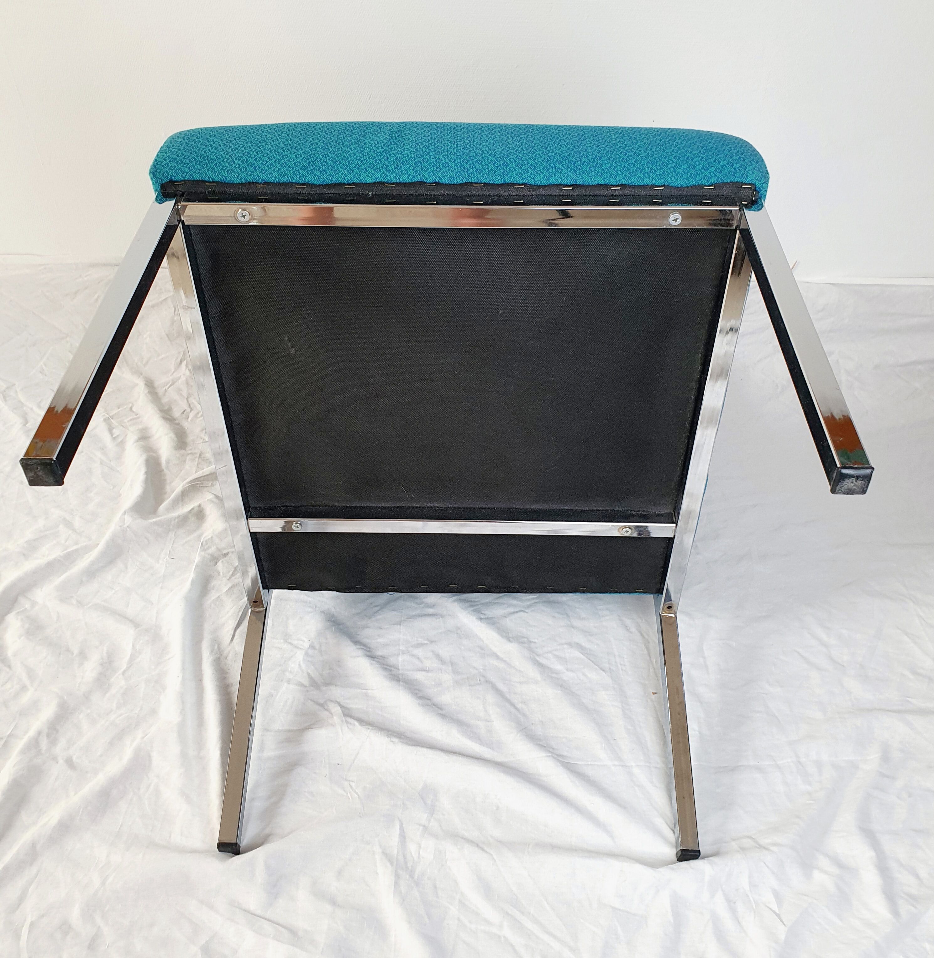 Vintage metal and fabric armchair