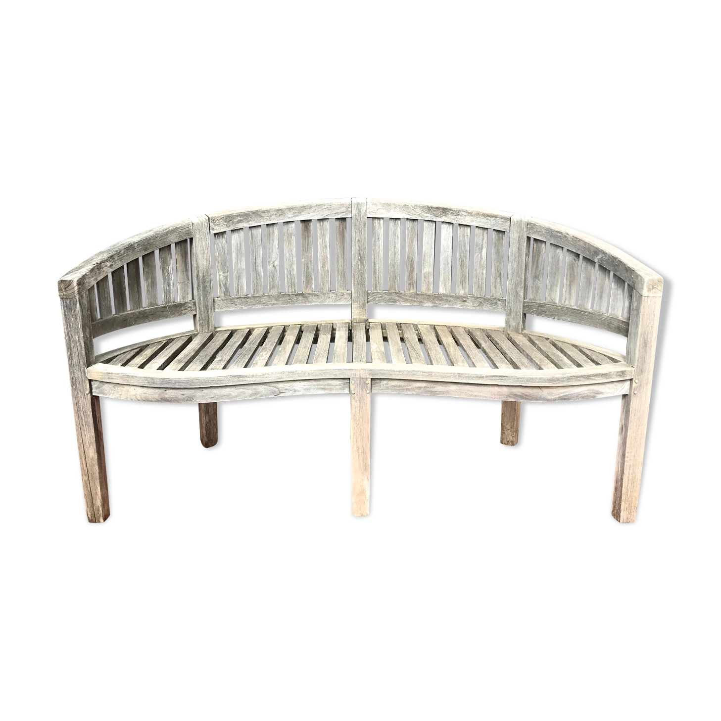 oval garden bench vintage solid teak "franck west" rare curved shape