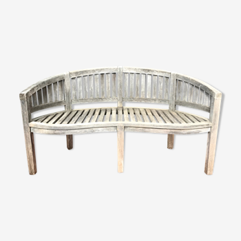 oval garden bench vintage solid teak "franck west" rare curved shape