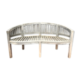 oval garden bench vintage solid teak "franck west" rare curved shape