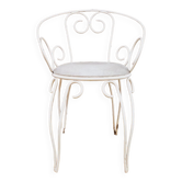 Garden armchair or terrace wrought iron white Montmartre style 60 year
