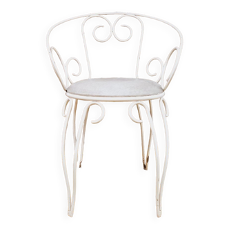 Fauteuil de jardin ou terrasse fer forgé blanc style Montmartre année 60