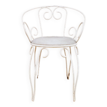 Fauteuil de jardin ou terrasse fer forgé blanc style Montmartre année 60