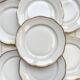 7 Vintage White and Gold Porcelain SPF Dinner Plates – Geometric