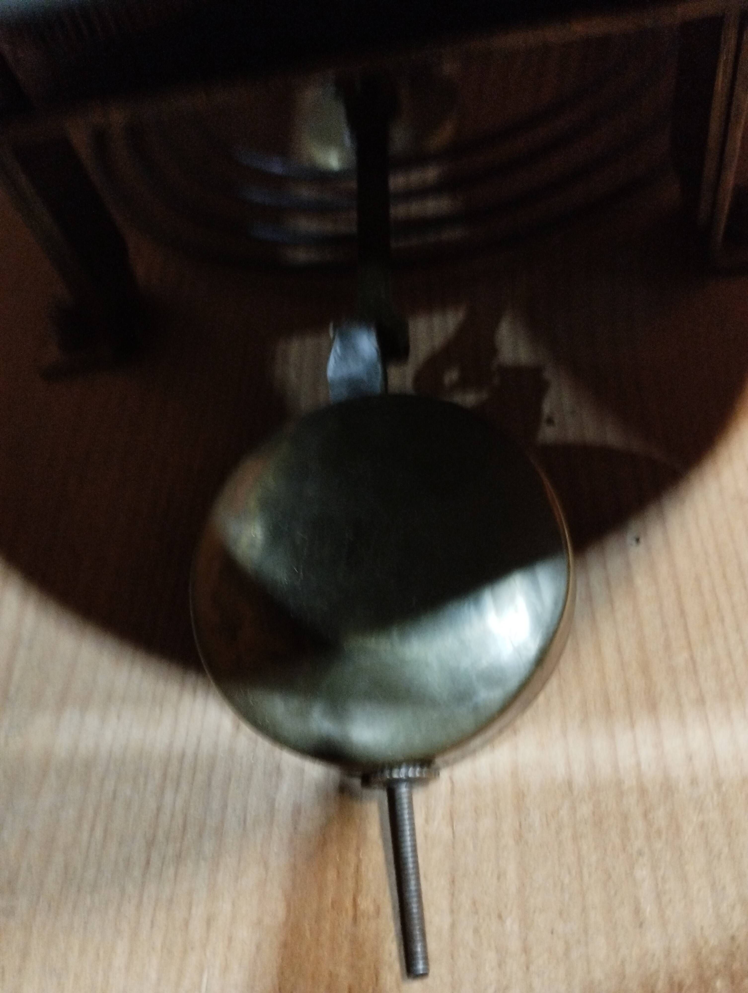 Old round porthole bull's eye wall clock in its wooden case + pendulum + key