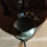 Ancienne pendule murale œil de bœuf hublot rond dans sa caisse en bois + balancier + clé