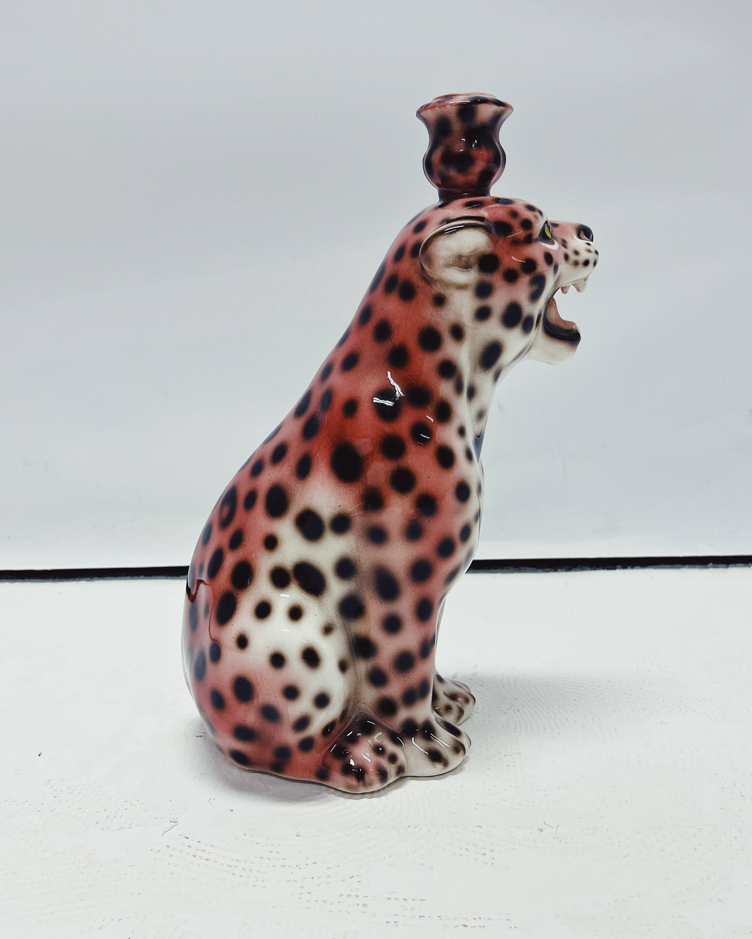Pink Panther Candle Stick Ceramic