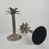 Pair of Palmtree design candle holders
