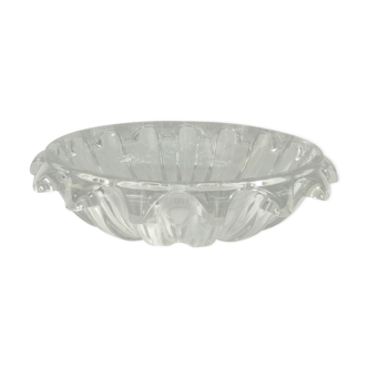 Flat cut round fruit display hollow glass transparent