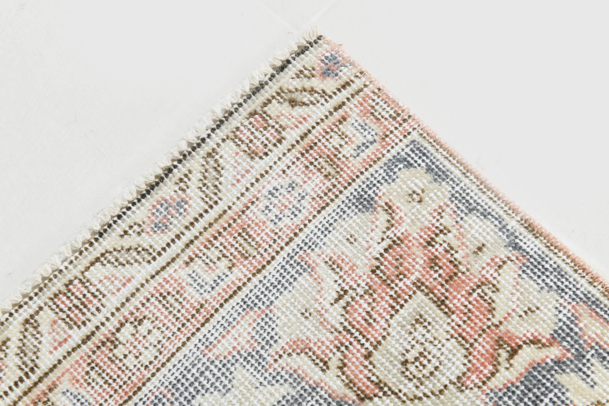 7x11 Salmon Pink & Blue Vintage Persian Rug, Large Floral Rustic Decor