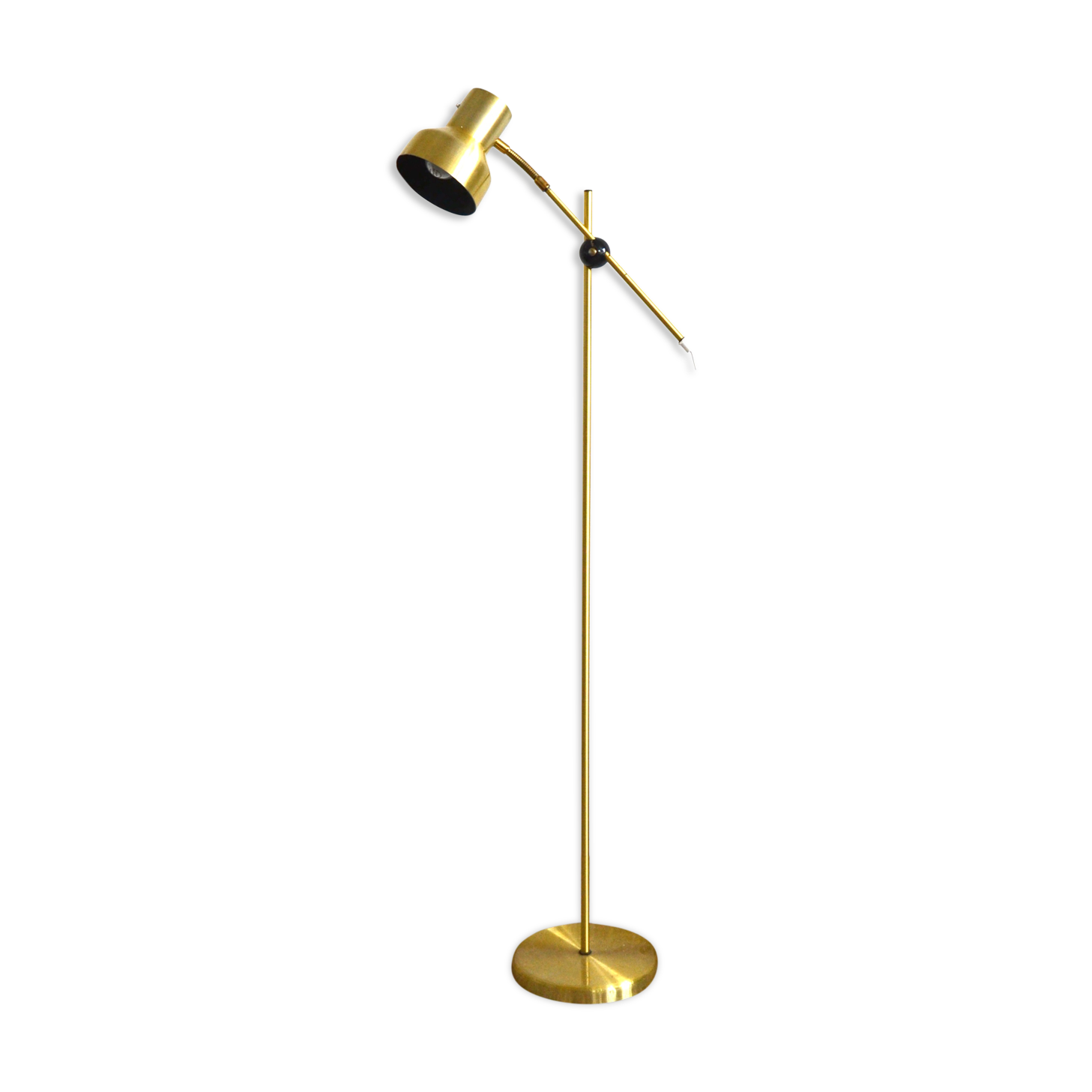 Mid-century 1970s  decorative  Swedish adjustable spotlight floor lamp brass AJH