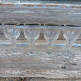 Ensemble de 4 verres à pieds anciens en cristal pour liqueur