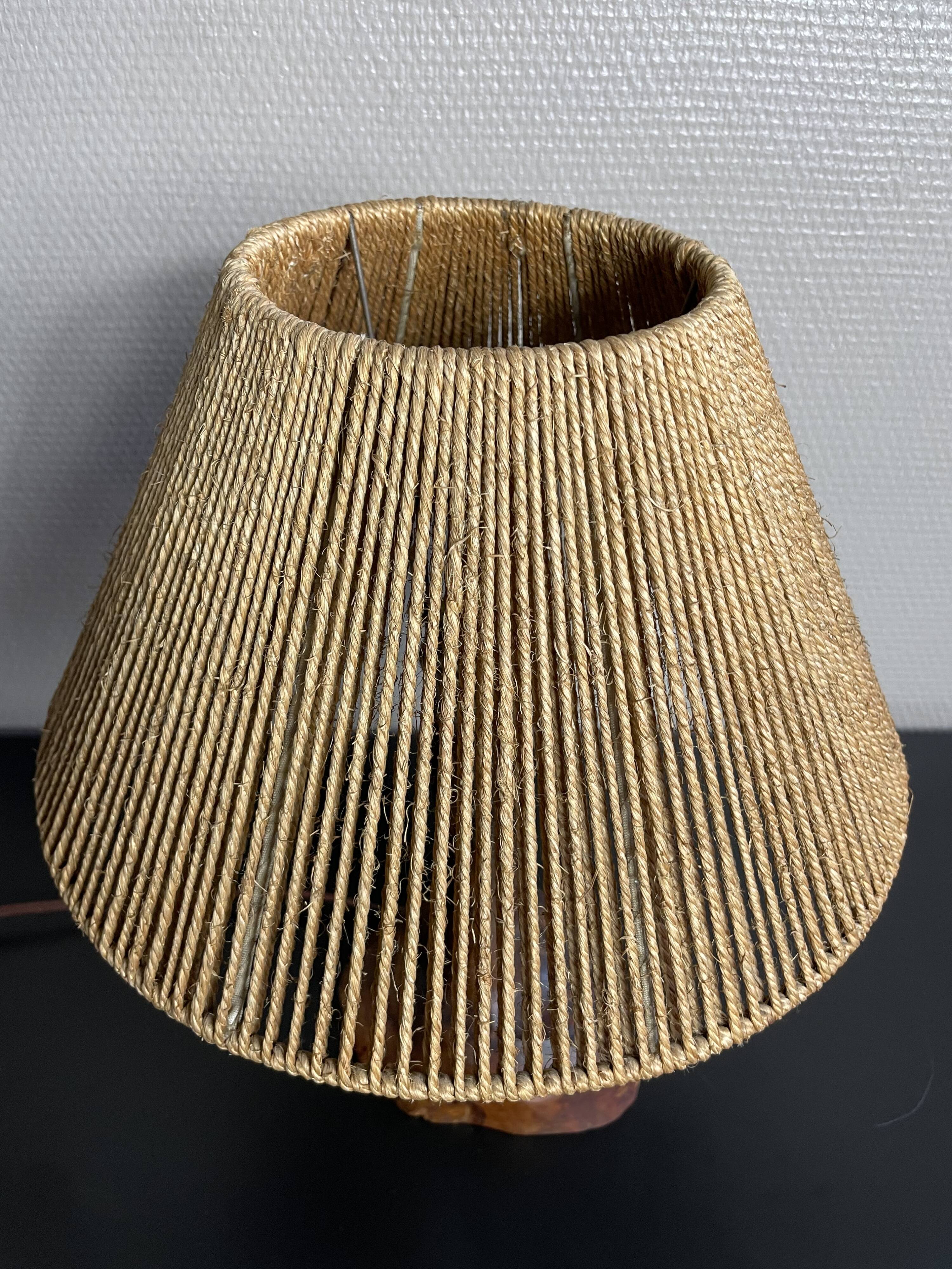 Wooden lamp by Olivier 70s