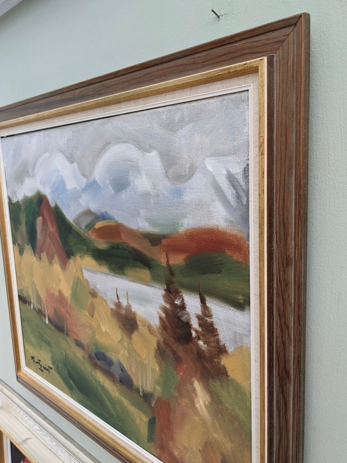 Mid 20th Century "Autumn View" Swedish Expressionist Landscape Oil Painting, Framed