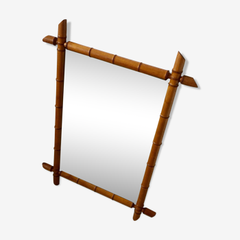 Miroir bois vintage “style bambou“ 63x86cm