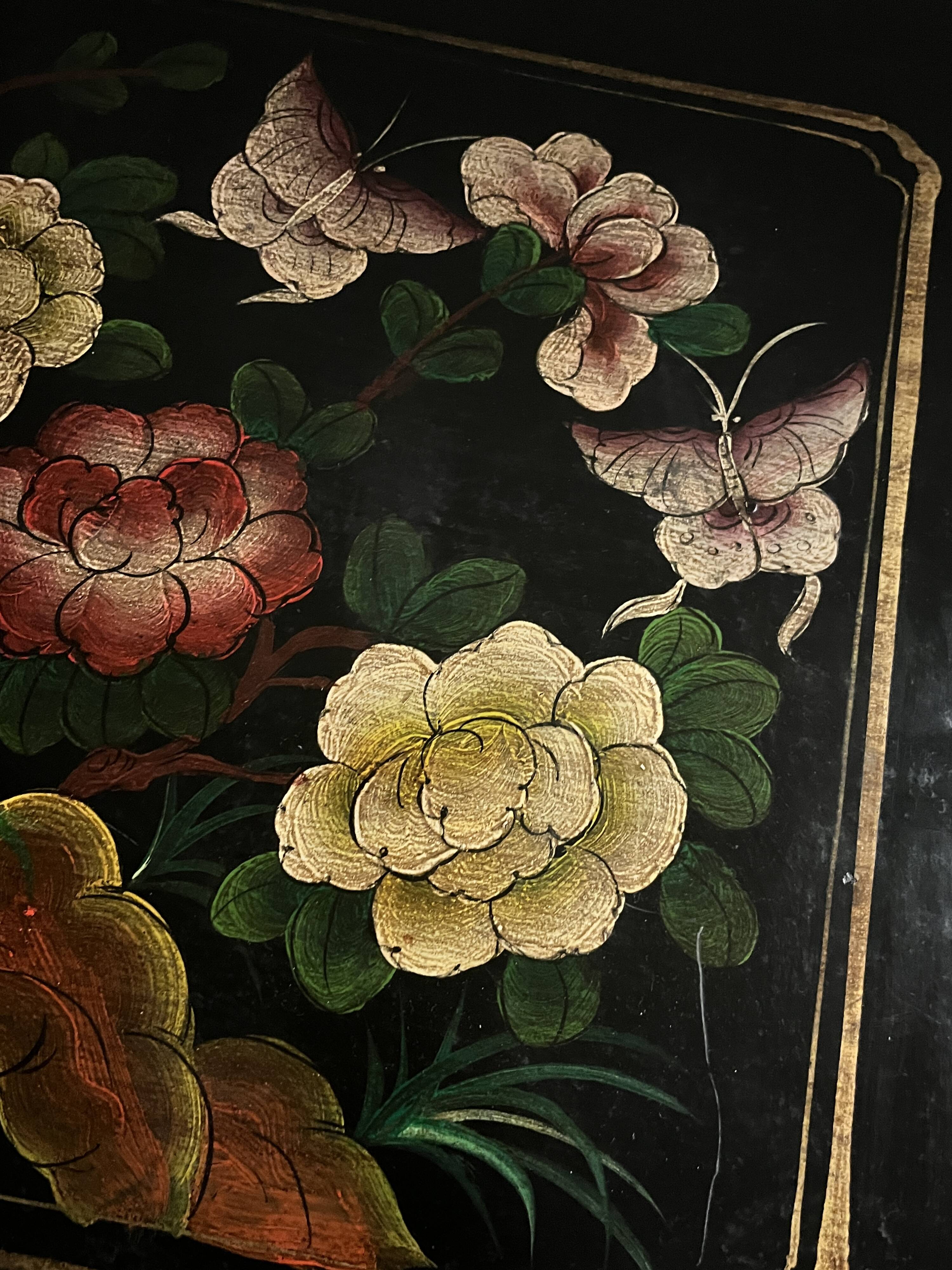 Small vintage Chinese hand painted cabinet / chest of drawers