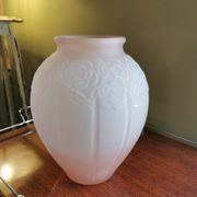 Vase art déco verre sablé rose