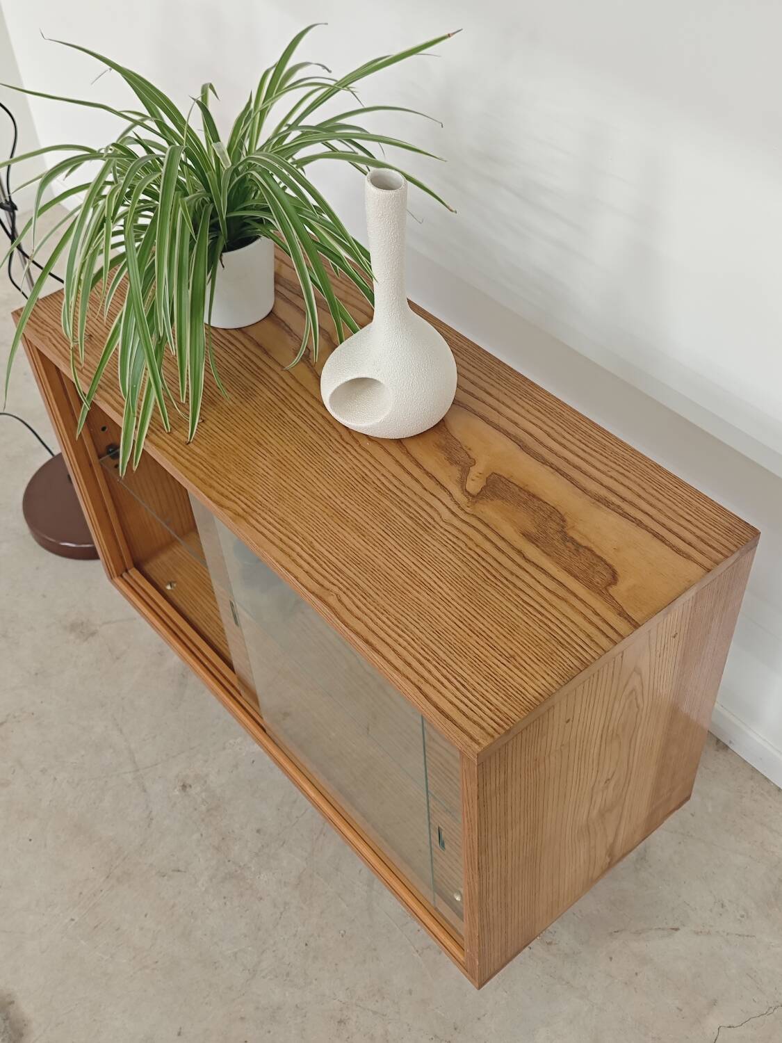 Small two-sided display cabinet wood and glass Frantisek Jirak 1960