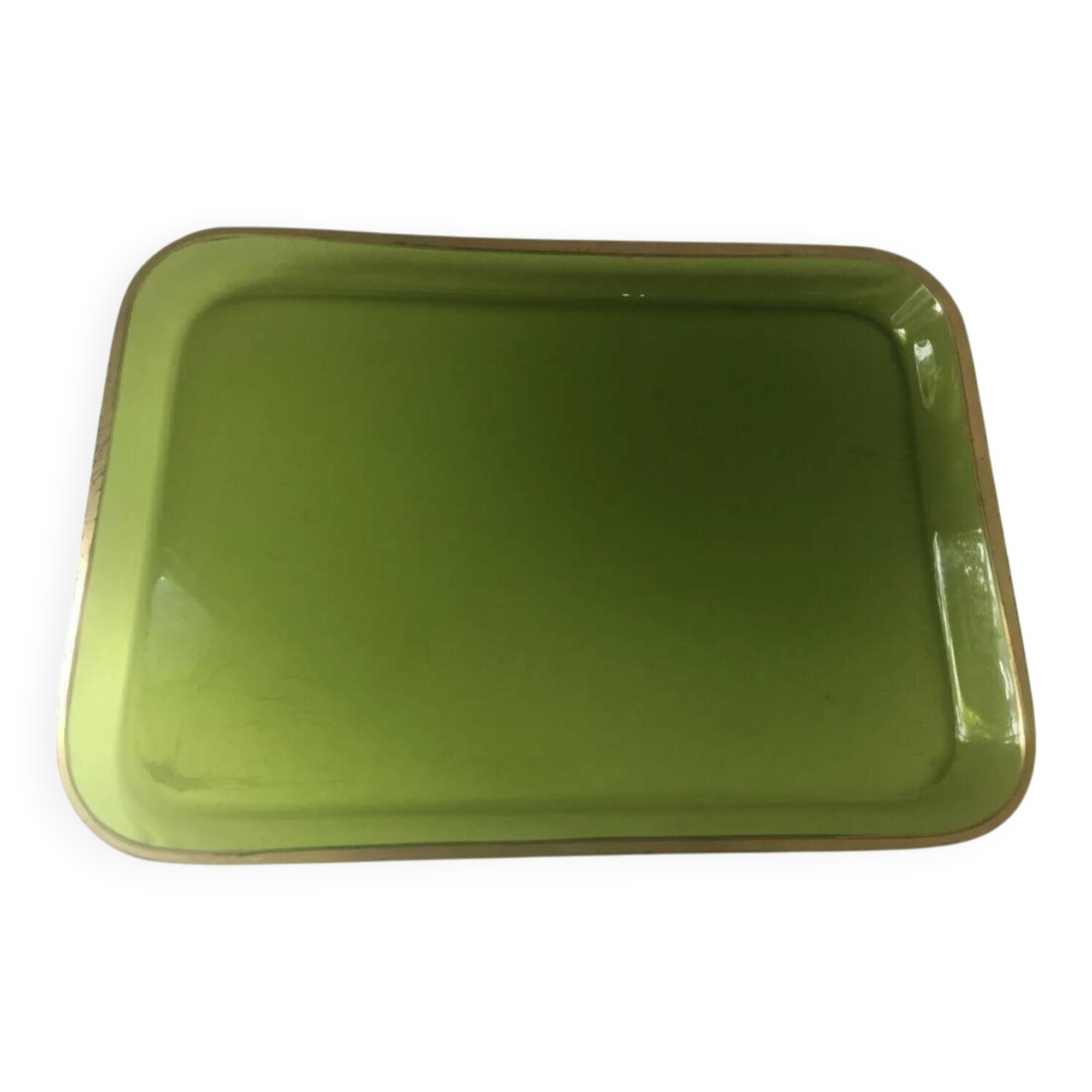 Antique Baccarat green and gold crystal tray?